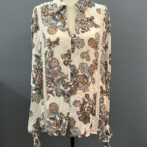 Blu Pepper Paisley Print Blouse Sz Lg